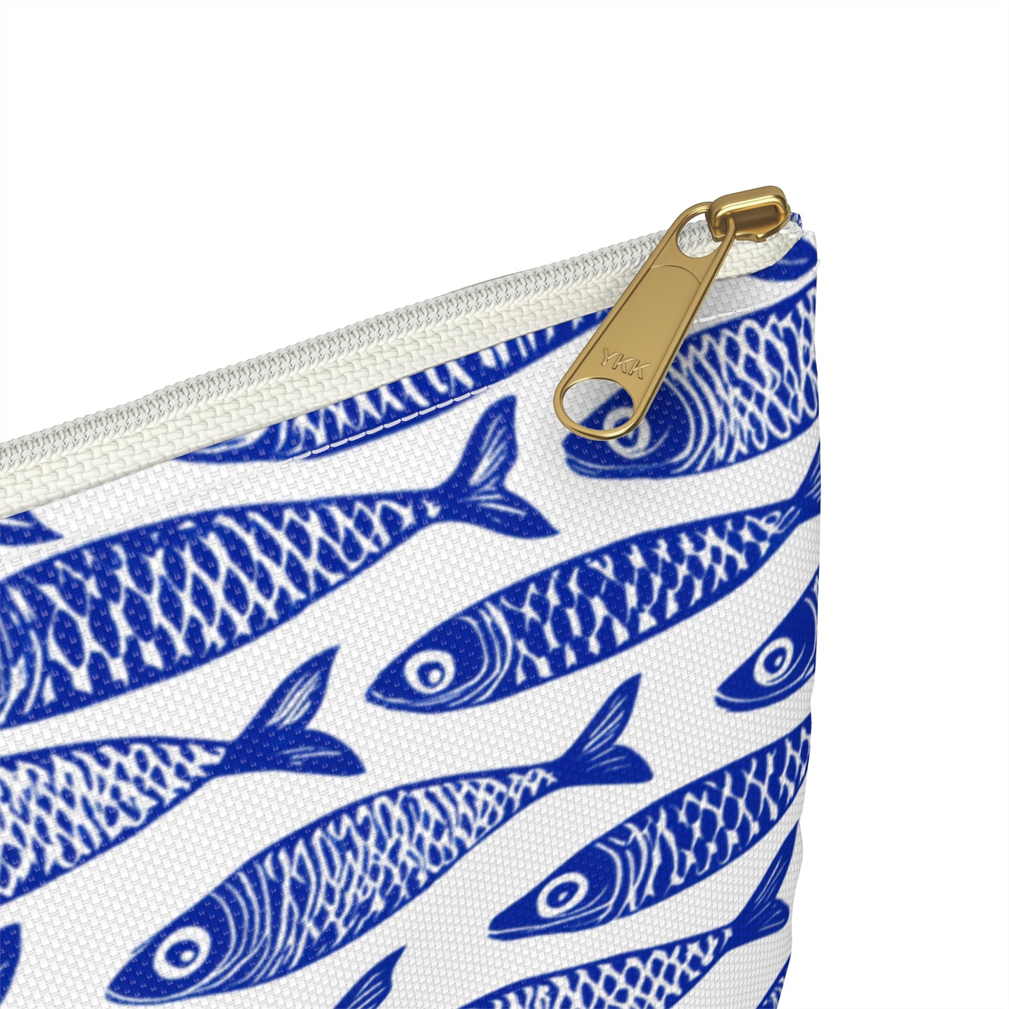 Blue Fish Pattern Zipper Pouch | Coastal Cosmetic Bag | Nautical Travel Case | Beach Makeup Bag | Ocean-Inspired Organizer Accessory Pouch