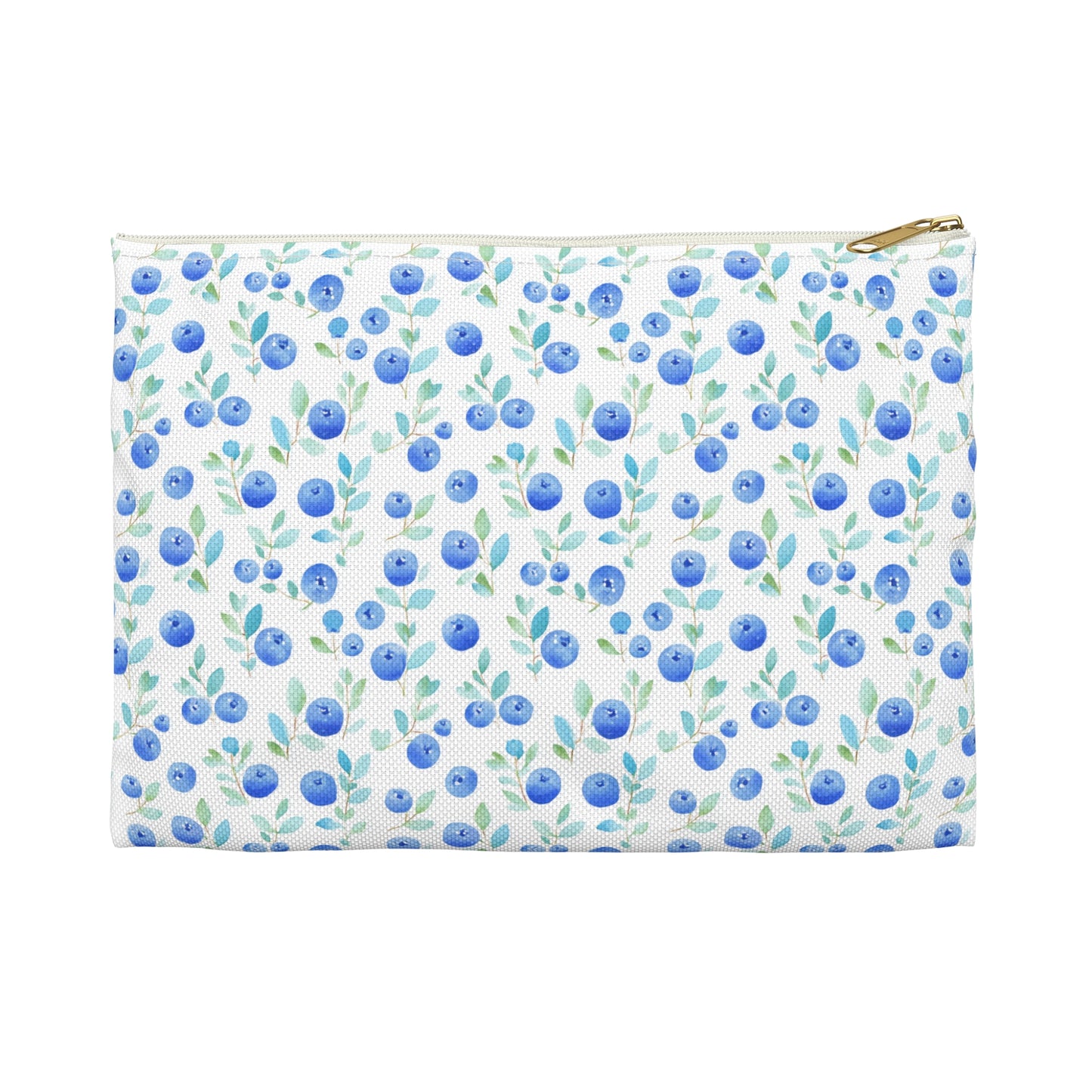 Blueberry Print Flat Pouch, Travel Cosmetic Bag, Pencil Case - 2 colors, 2 sizes