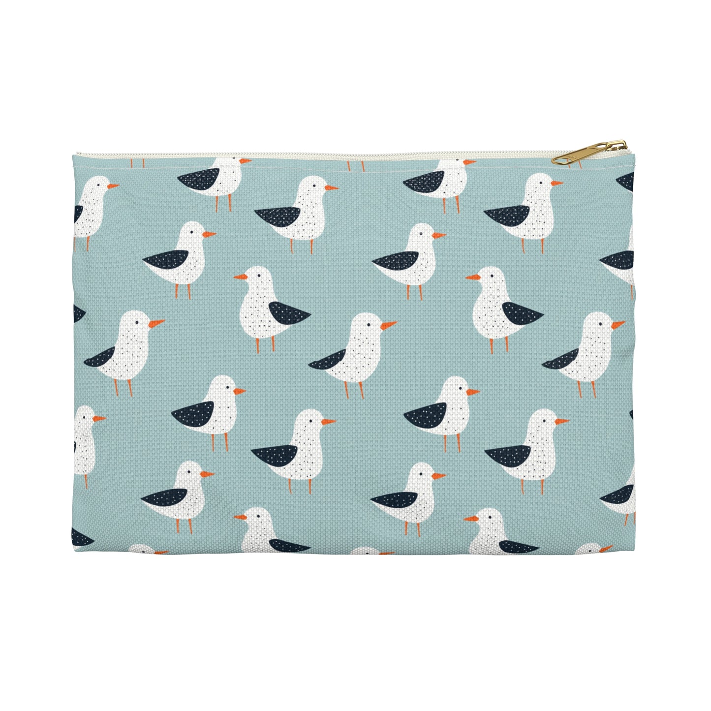 Seagull Pattern Zipper Pouch, Coastal Cosmetic Bag, Beach Travel Organizer, Seaside Pouch