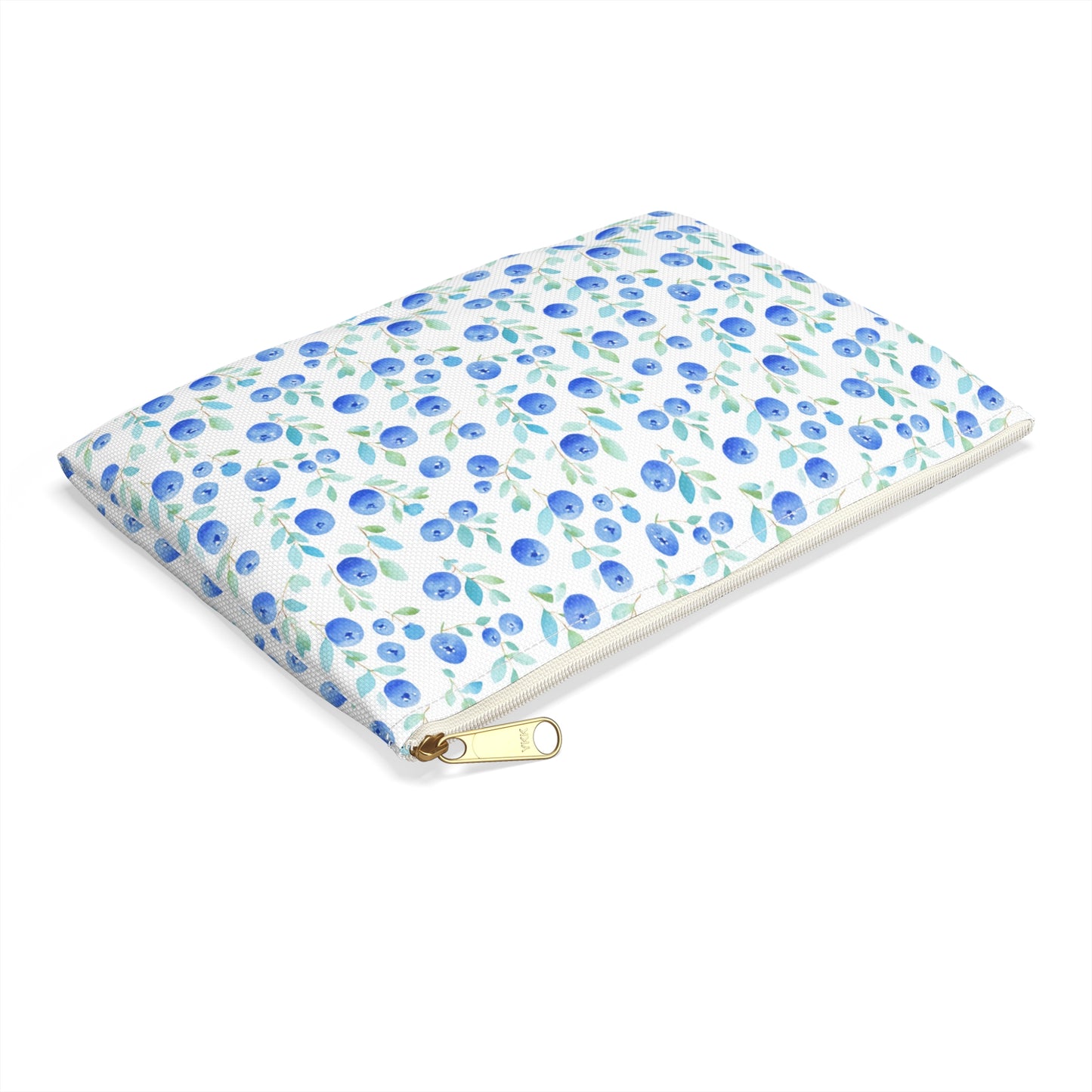 Blueberry Print Flat Pouch, Travel Cosmetic Bag, Pencil Case - 2 colors, 2 sizes