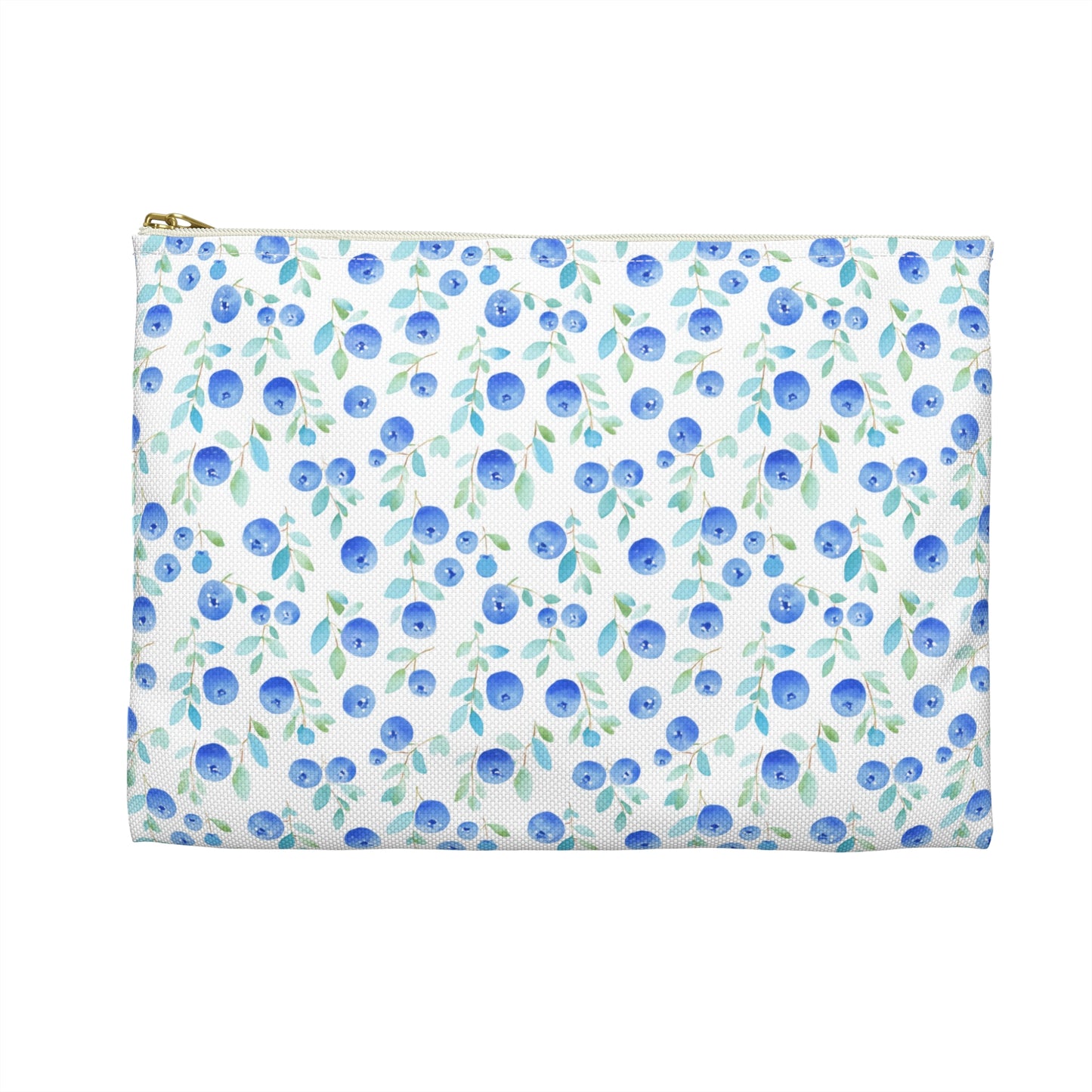 Blueberry Print Flat Pouch, Travel Cosmetic Bag, Pencil Case - 2 colors, 2 sizes