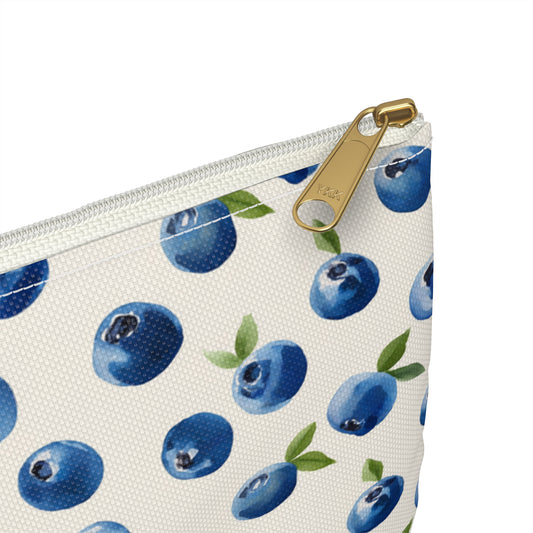 Maine Blueberry Flat Zipper Pouch | Coastal Cosmetic Bag, Travel Organizer