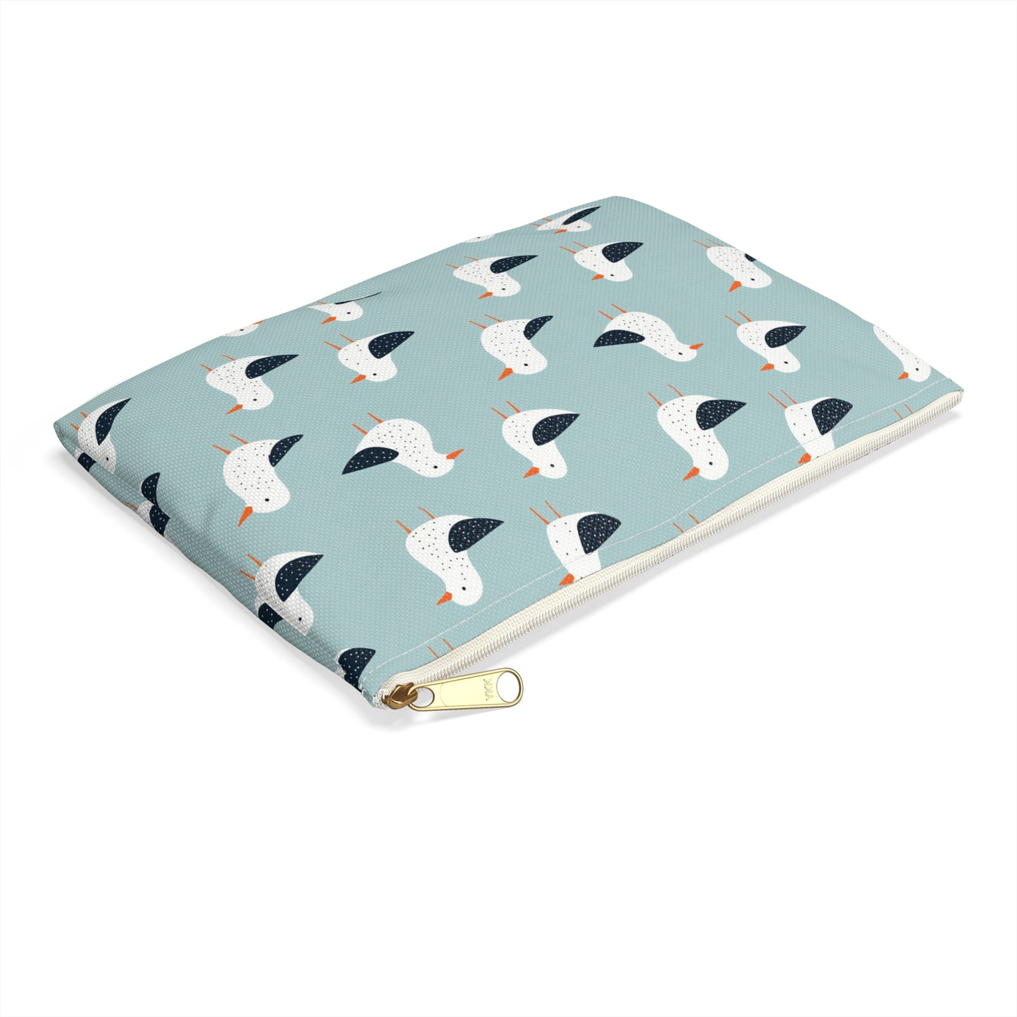 Seagull Pattern Zipper Pouch, Coastal Cosmetic Bag, Beach Travel Organizer, Seaside Pouch