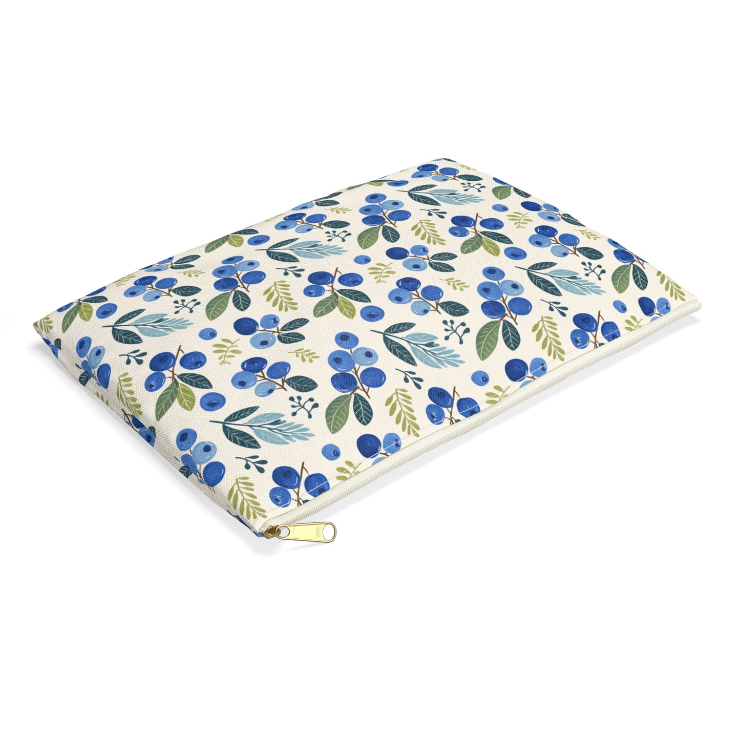 Blueberry Print Flat Pouch, Travel Cosmetic Bag, Pencil Case - 2 colors, 2 sizes