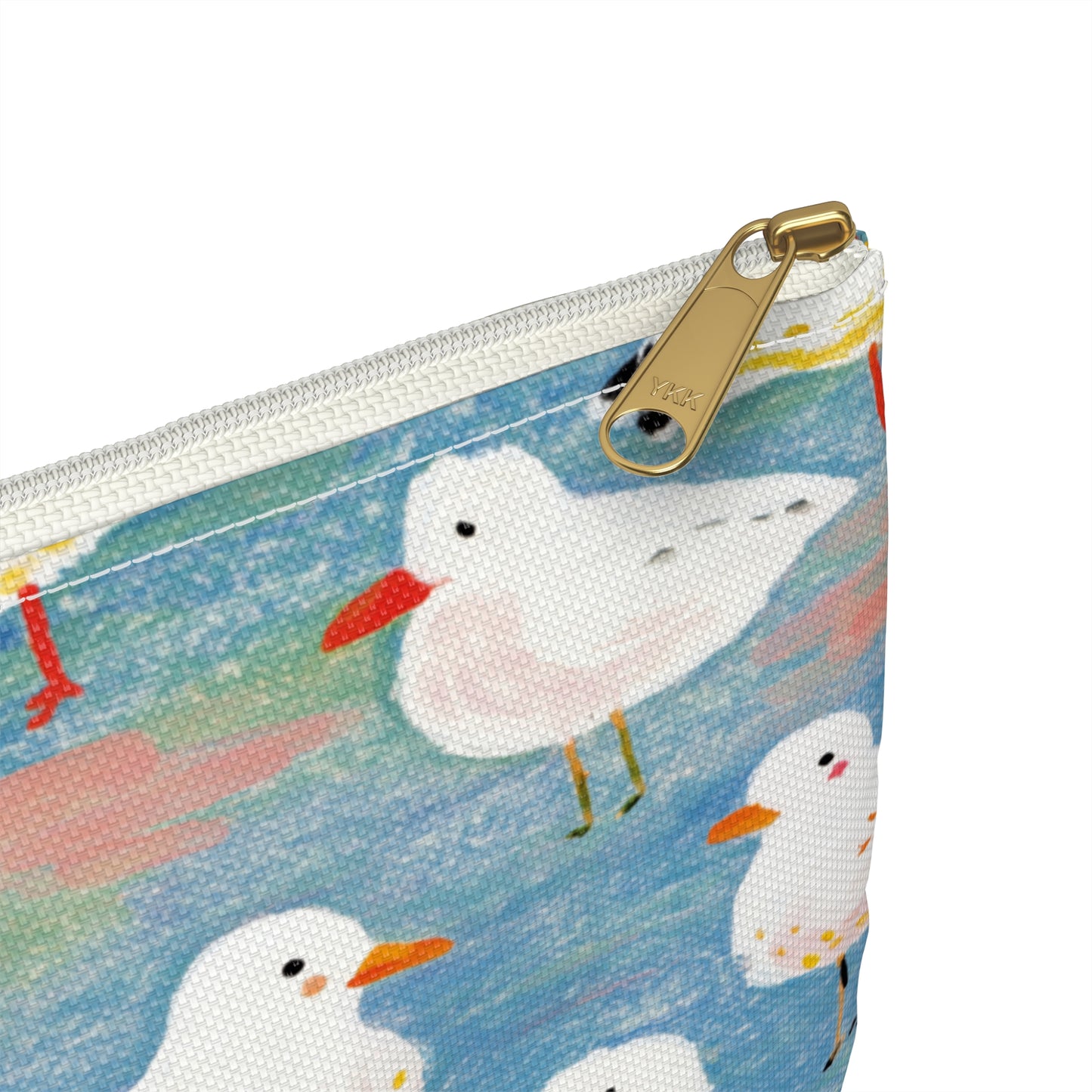 Seagull Pattern Flat Pouch, Multipurpose Zipper Bag, Coastal Travel Pouch, Seaside Cosmetic Bag, Beach Pencil Case