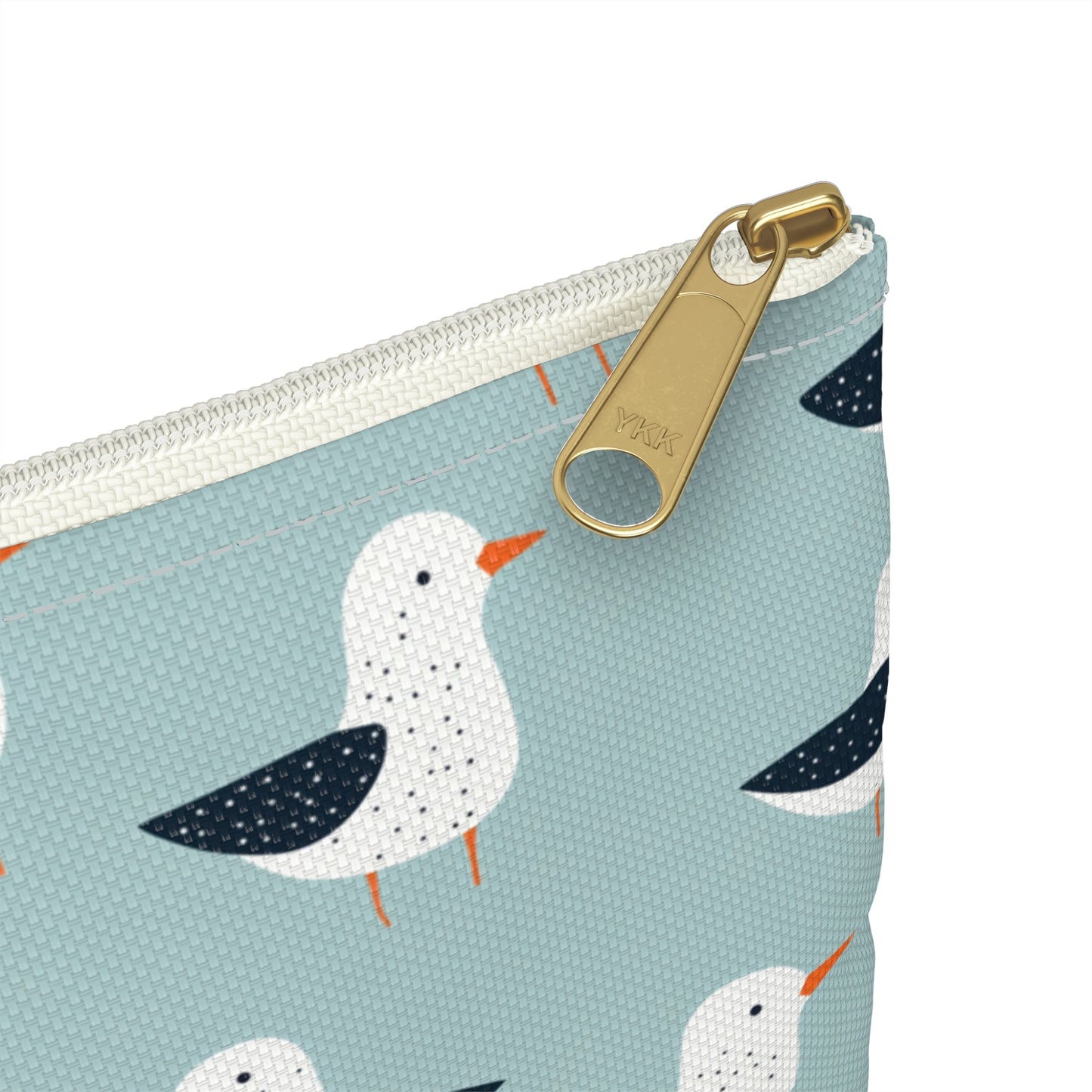 Seagull Pattern Zipper Pouch, Coastal Cosmetic Bag, Beach Travel Organizer, Seaside Pouch