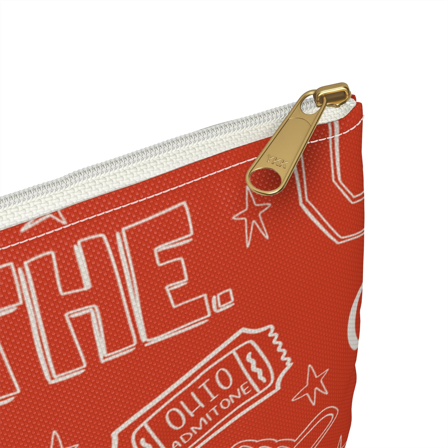 Ohio Scribble Pattern Football Pouch, Buckeyes Cosmetic Bag, College Sports Pencil Case, Red Travel Organizer, Game Day Accessory Gift for Fans