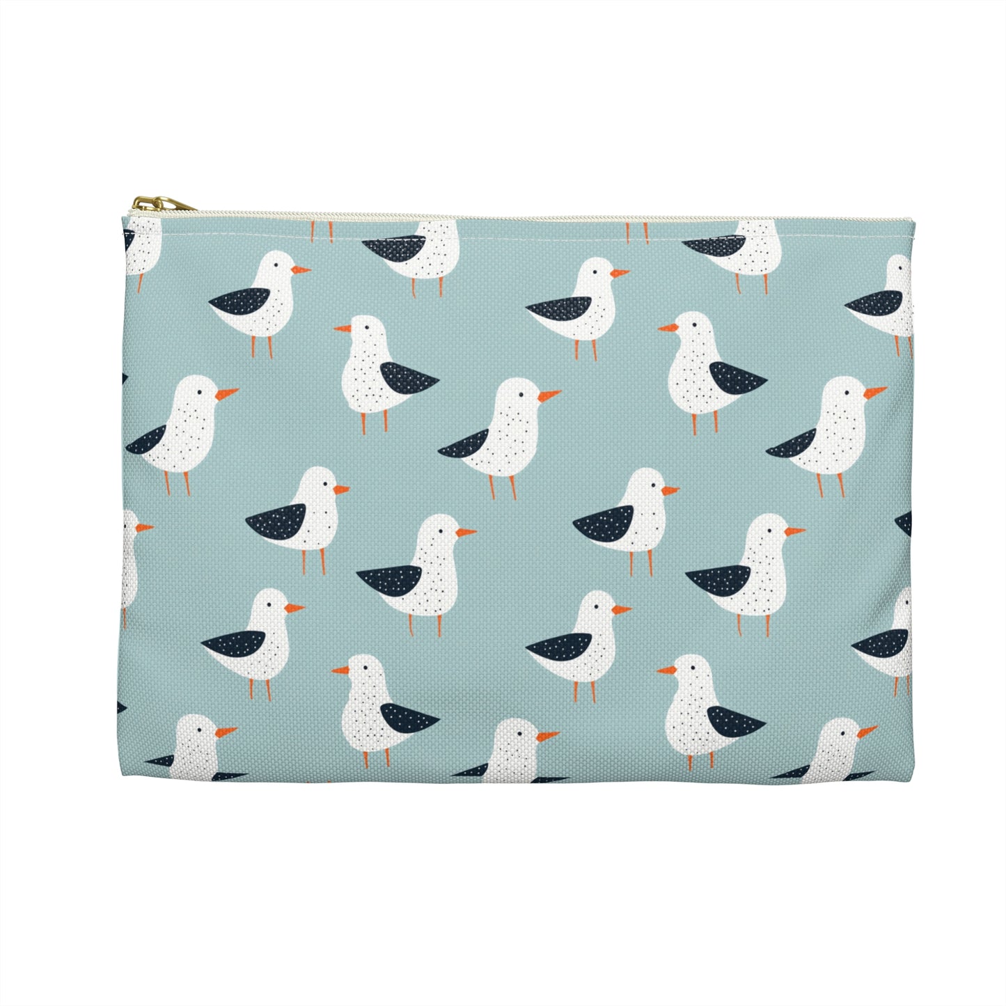 Seagull Pattern Zipper Pouch, Coastal Cosmetic Bag, Beach Travel Organizer, Seaside Pouch