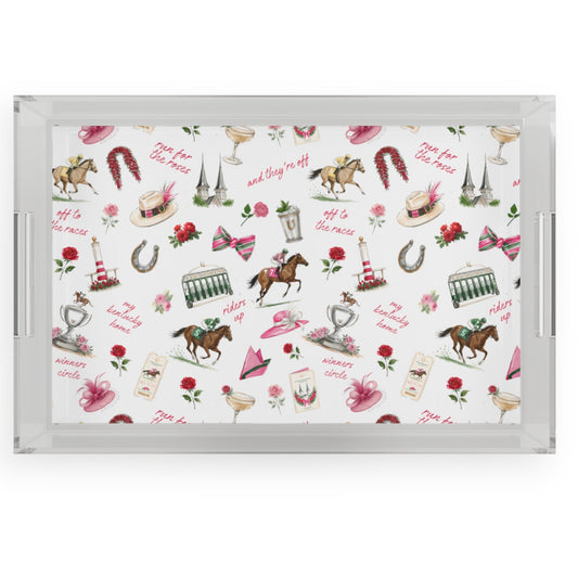 Kentucky Derby Serving Tray | Mint Julep Acrylic Tray | Derby Party Decor | Run for the Roses Entertaining Tray | 11x17 Custom Tray