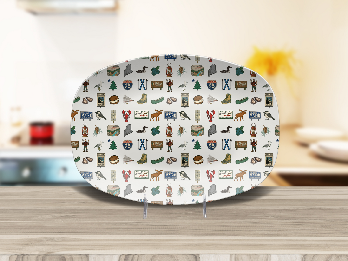 Maine Road Signs & Icons 10 X 14 Platter
