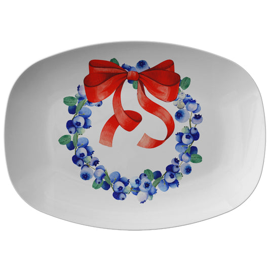 Blueberry Wreath 10 X 14" Polymer Oven Safe Platter