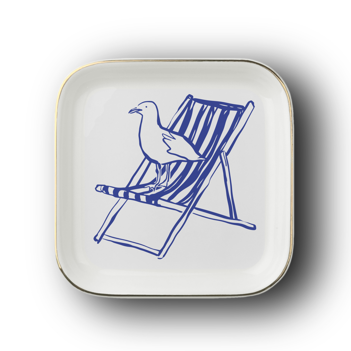 Maine Seagull with Beach Chair Jewelry Dish