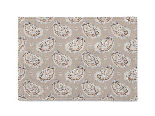 Oyster Pattern 12 x 17 Fabric Placemat - Tan or Blue