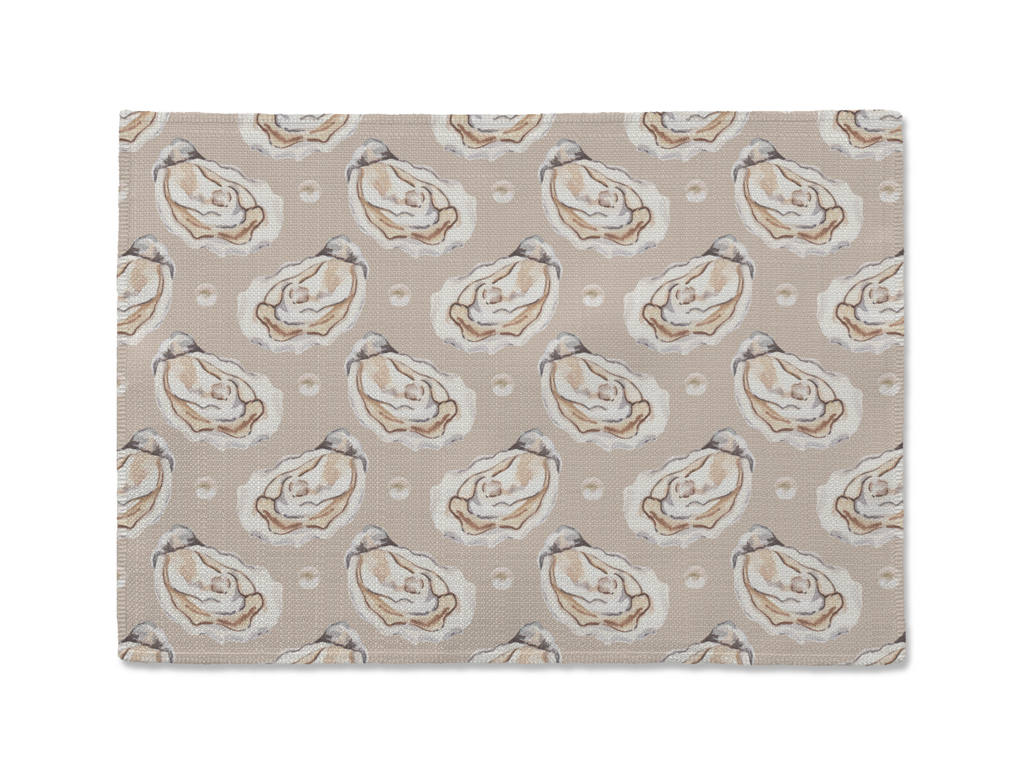 Oyster Pattern 12 x 17 Fabric Placemat - Tan or Blue