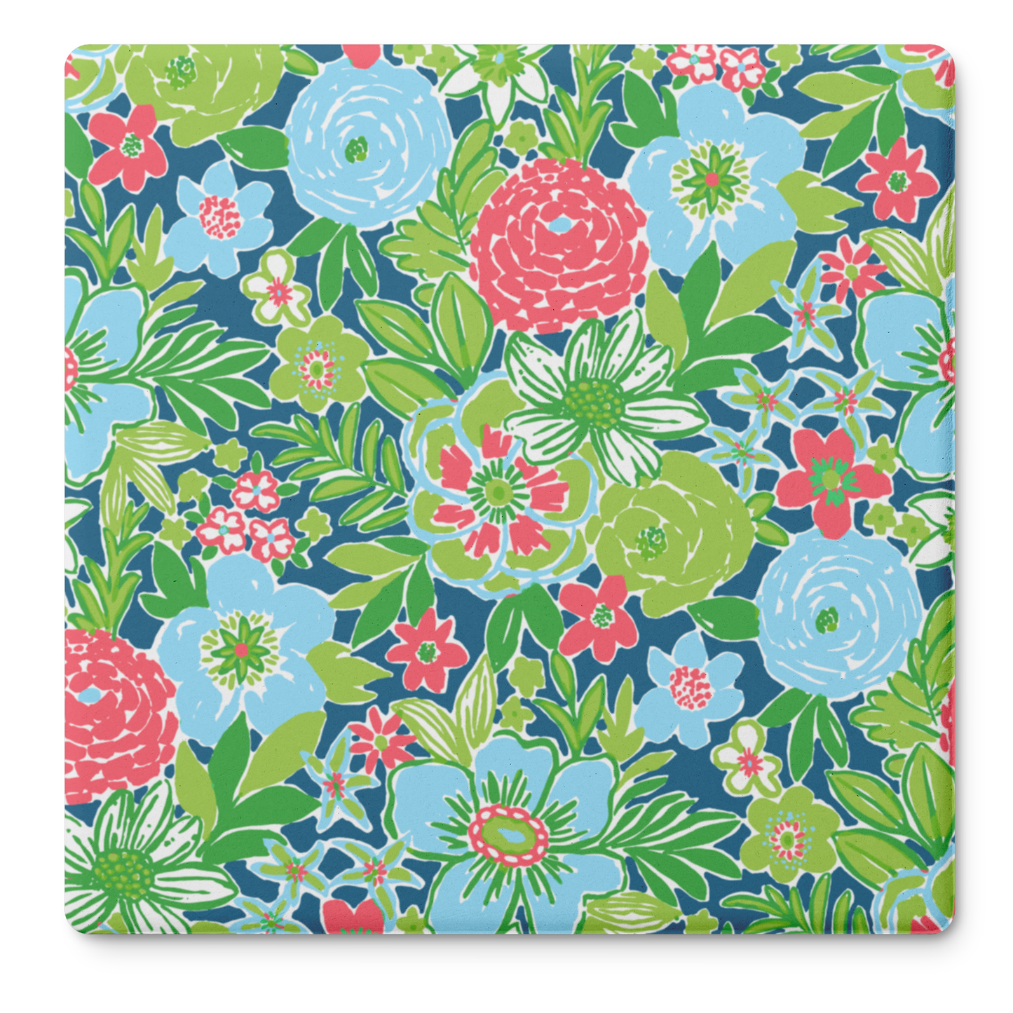 Coastal Floral Stone Coaster Set (Set of 4)