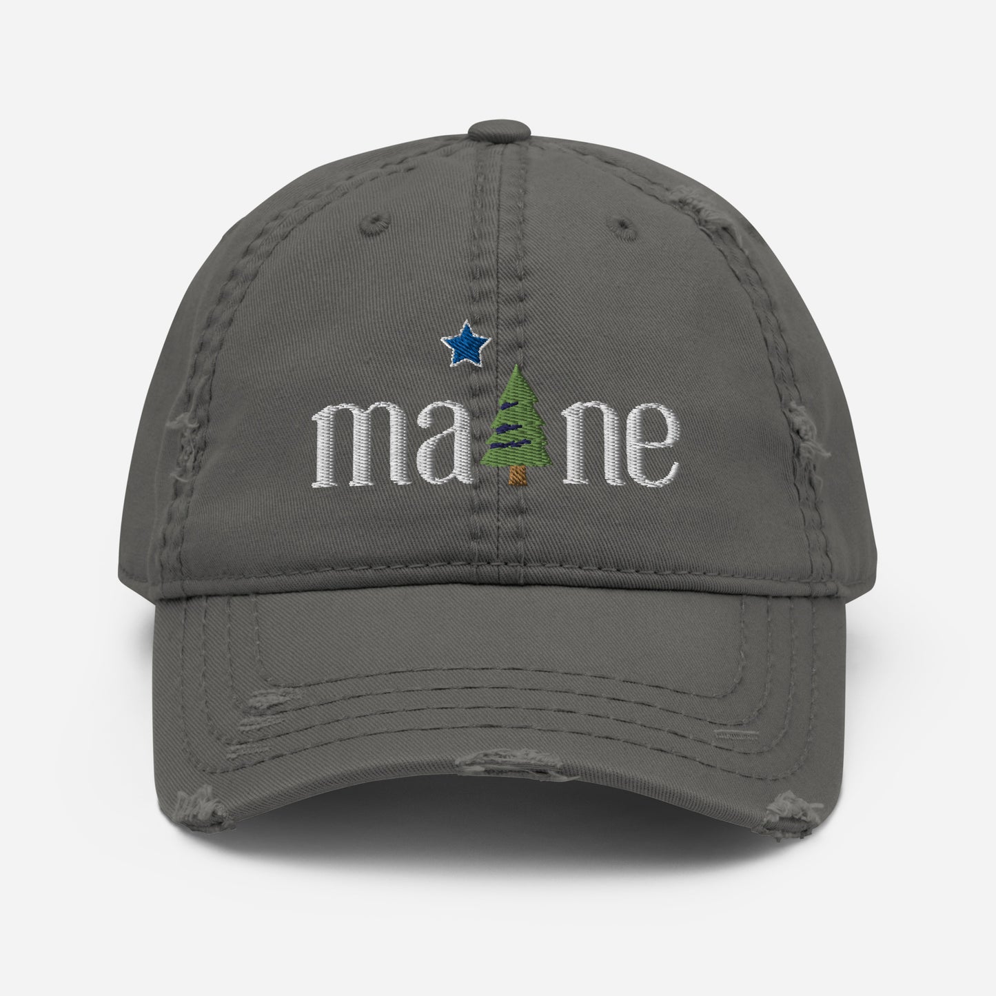 Distressed 1901 Maine Dad Hat with Pine Tree and North Star