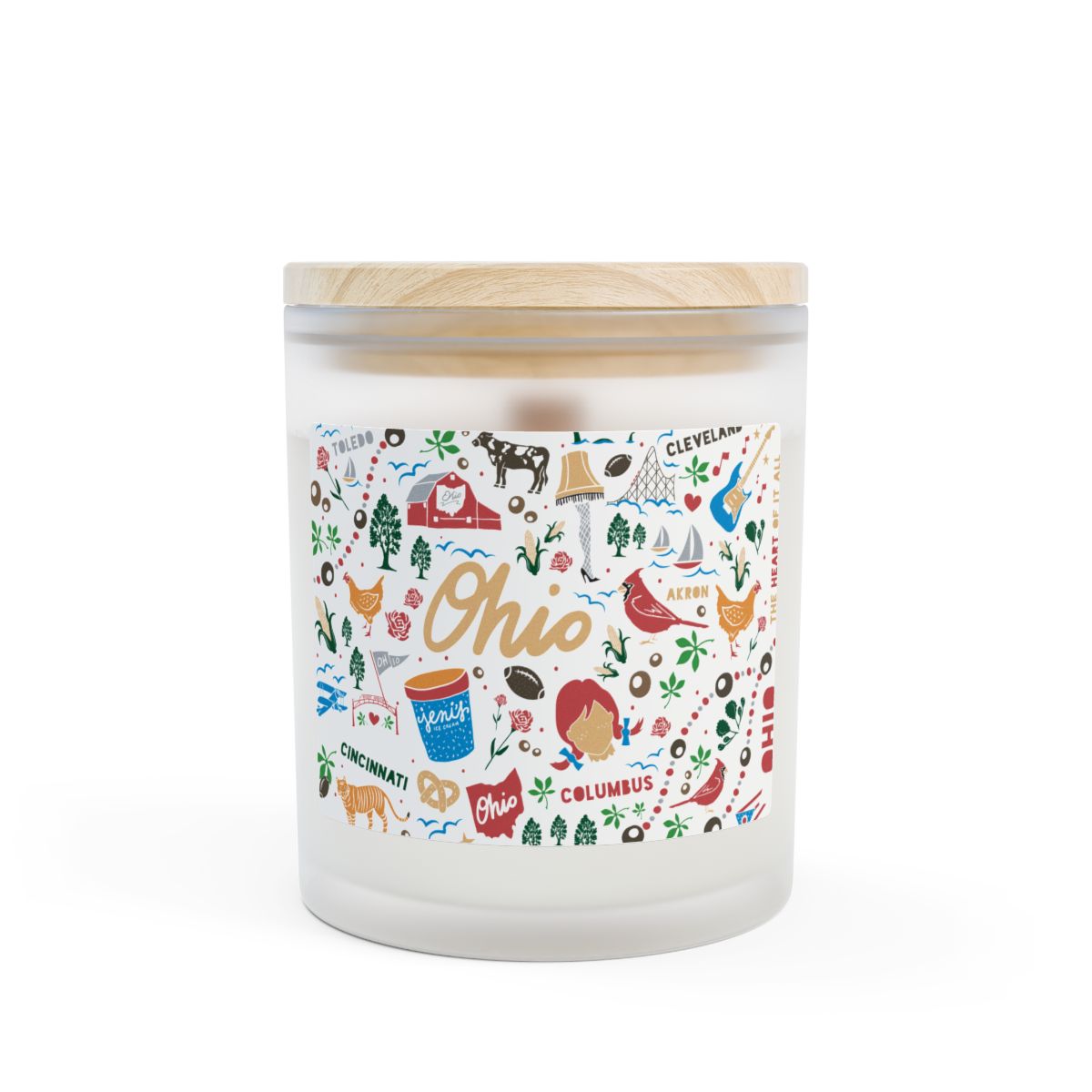 Ohio Icons Frosted Glass Candle, 11oz