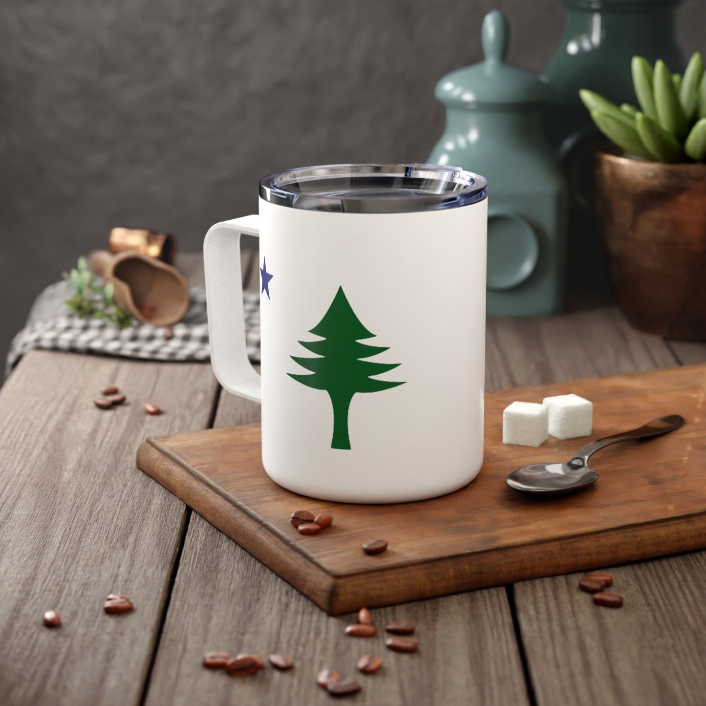 Maine 1901 Flag Insulated Coffee Mug (10 oz) | Pine Tree & North Star | Stainless Steel Travel Mug