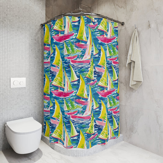 Watercolor Sailboat Shower Curtain - 3 Options
