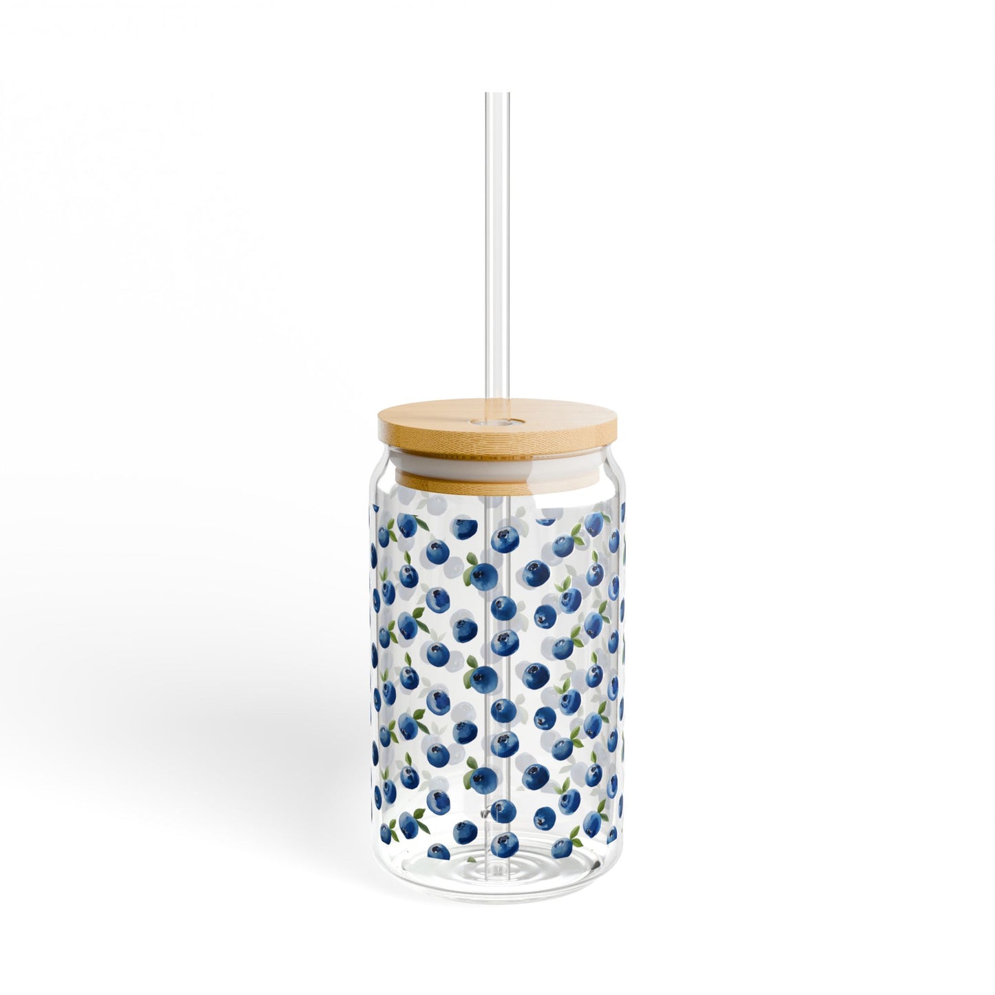 Maine Blueberry 16oz Sipper Glass with Bamboo Lid & Straw