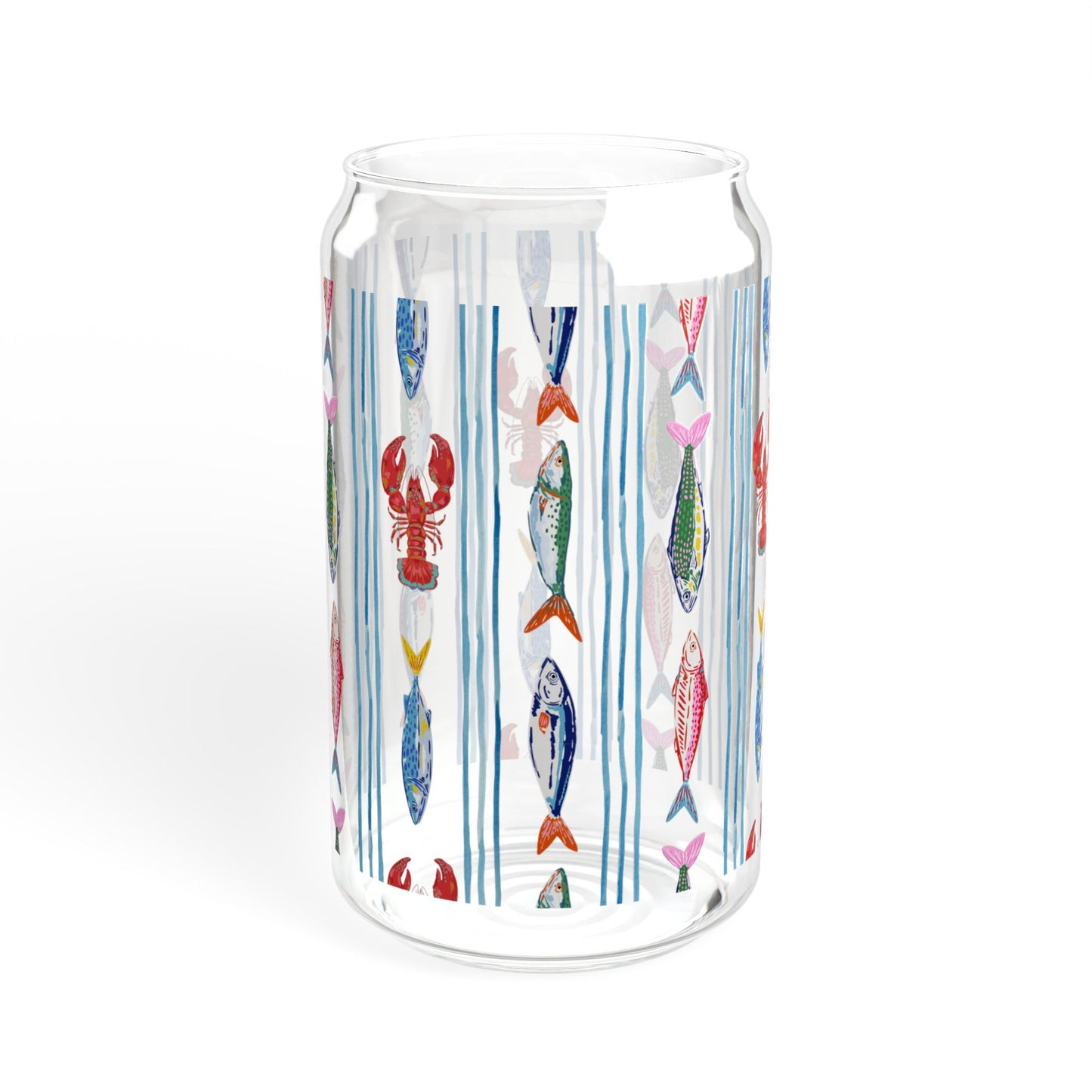 Fisherman Aesthetic 16oz Glass Tumbler with Bamboo Lid and Straw