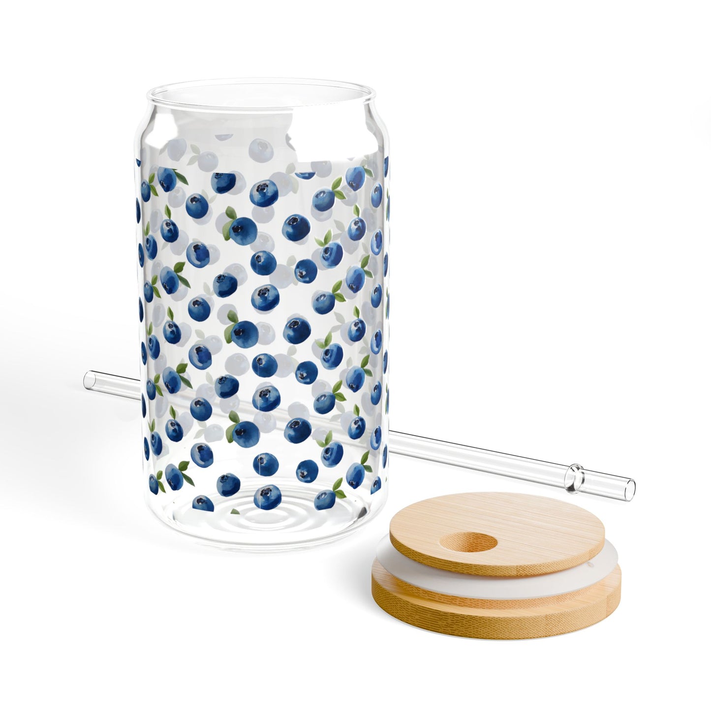Maine Blueberry 16oz Sipper Glass with Bamboo Lid & Straw