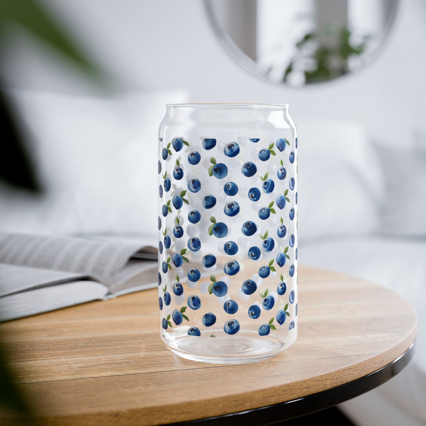 Maine Blueberry 16oz Sipper Glass with Bamboo Lid & Straw