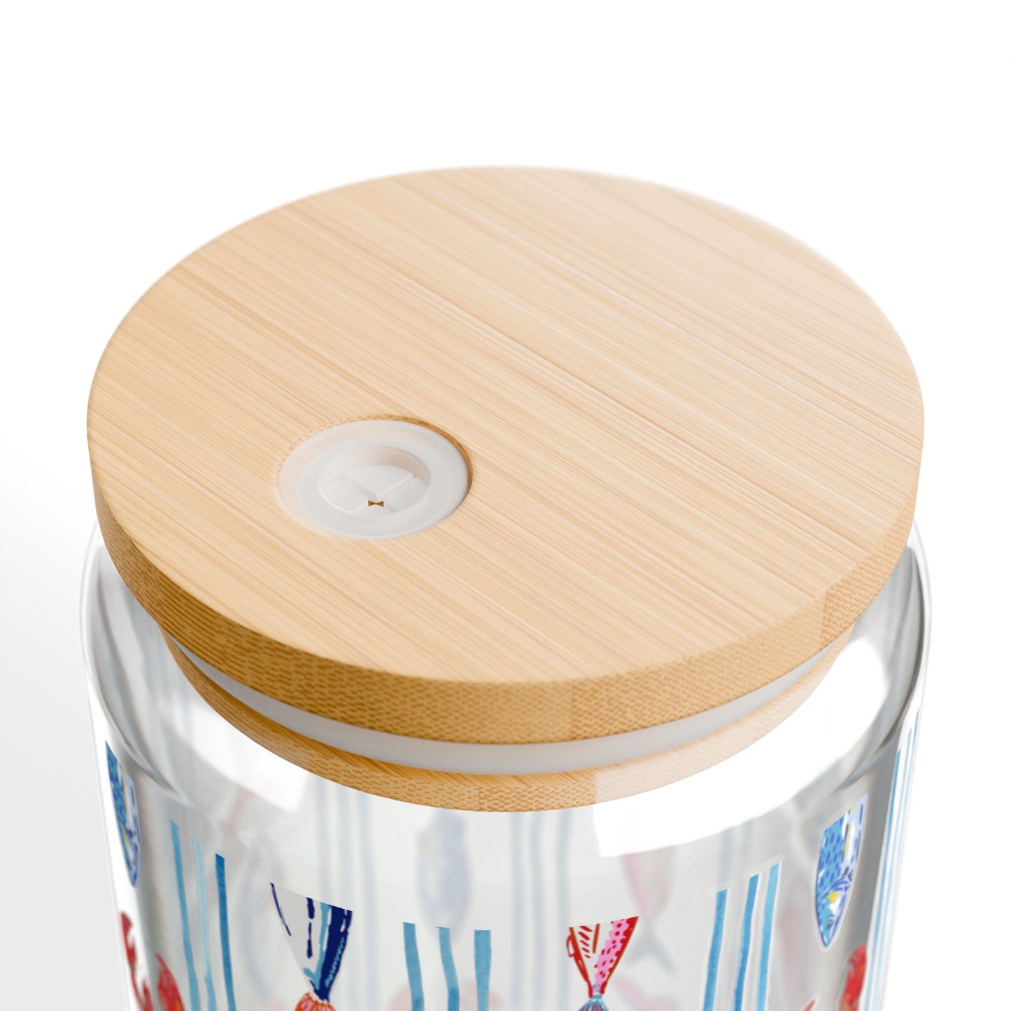 Fisherman Aesthetic 16oz Glass Tumbler with Bamboo Lid and Straw
