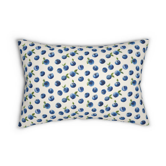 Blueberry Print Lumbar Pillow, Water-resistant Pillow, Double-sided Design, Home Decor Cushion, Decorative Pillows for Couch, Gift for Home