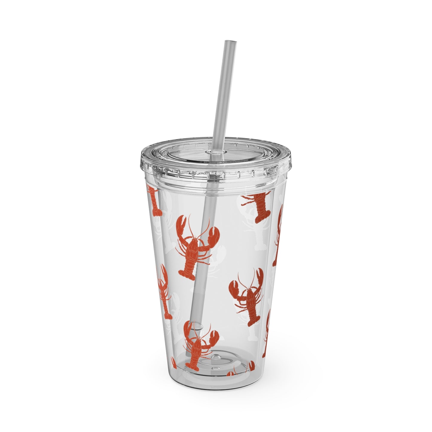 Maine Lobster Acrylic Tumbler with Lid & Straw | Durable Sunsplash Drinkware | Coastal Summer Cup | 16 oz
