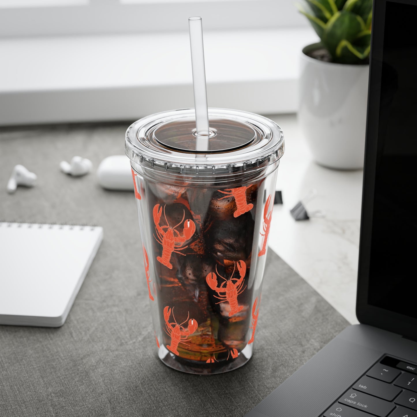 Maine Lobster Acrylic Tumbler with Lid & Straw | Durable Sunsplash Drinkware | Coastal Summer Cup | 16 oz