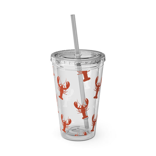 Maine Lobster Acrylic Tumbler with Lid & Straw | Durable Sunsplash Drinkware | Coastal Summer Cup | 16 oz