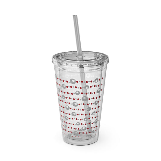 Buckeye Necklace Tumbler – Scarlet & Gray Ohio State Tailgate Drinkware - 16 Oz.