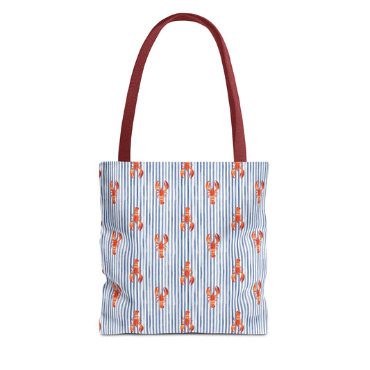 Blue Stripe Lobster Tote Bag | 3 Strap Options