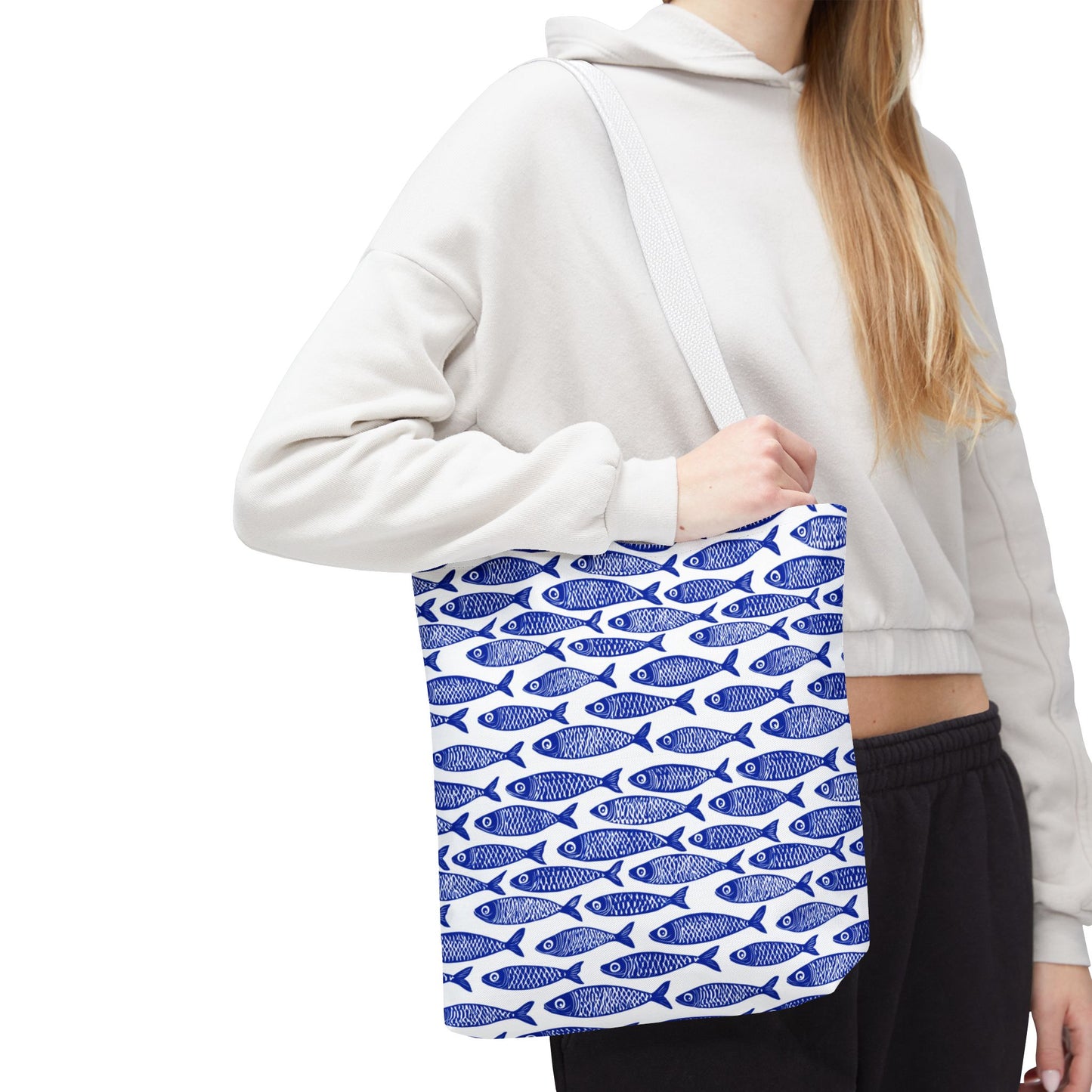 Blue & White Fish Pattern Tote - 3 Sizes