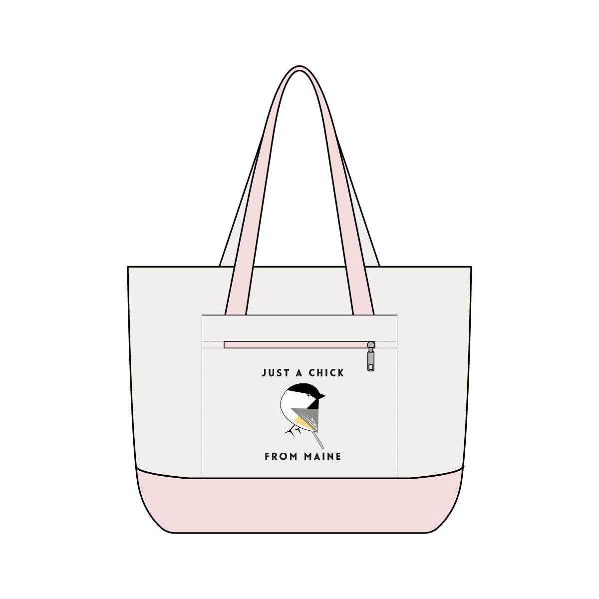 Just A Chick From Maine Zippered Tote