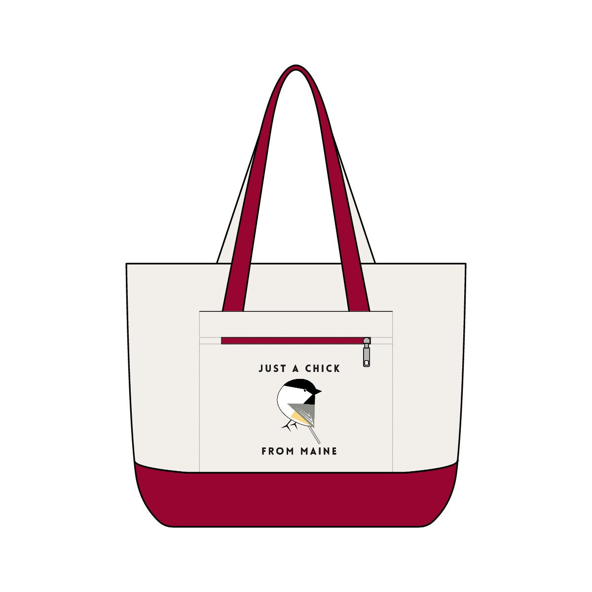 Just A Chick From Maine Zippered Tote